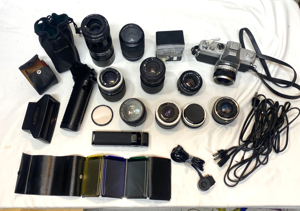 Lot of Vintage Camera Lenses Filters Cameras and Accessories